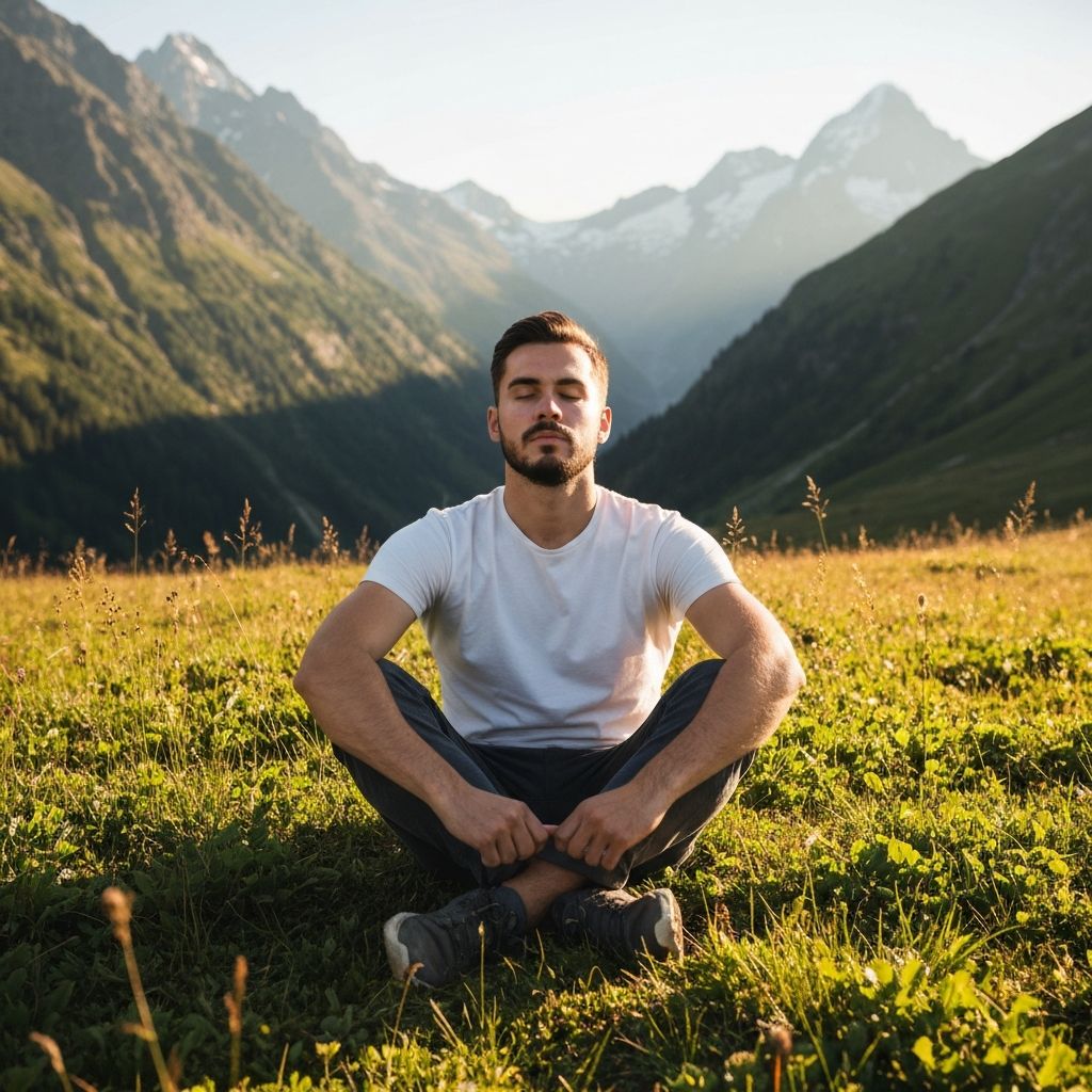 Person in Naturumgebung der Alpen
